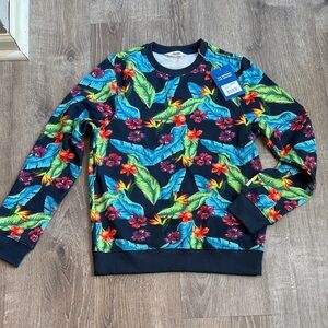 Chubbies Lounge Crewneck Sweatshirt Floral Print Mens Size small Colorful